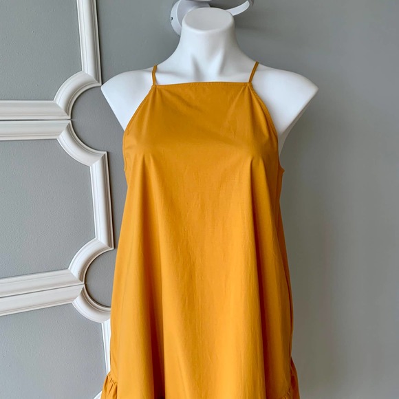 Ann Taylor Square Neck Flounce Shift Dress in Yellow Size Medium Petite - Picture 3 of 11